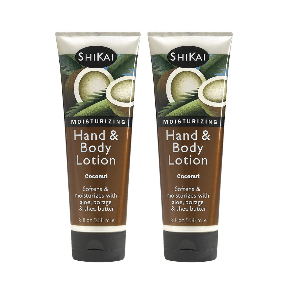 ShiKai Coconut Hand & Body Lotion pack-2 bottle showing hydrating formula for dry skin