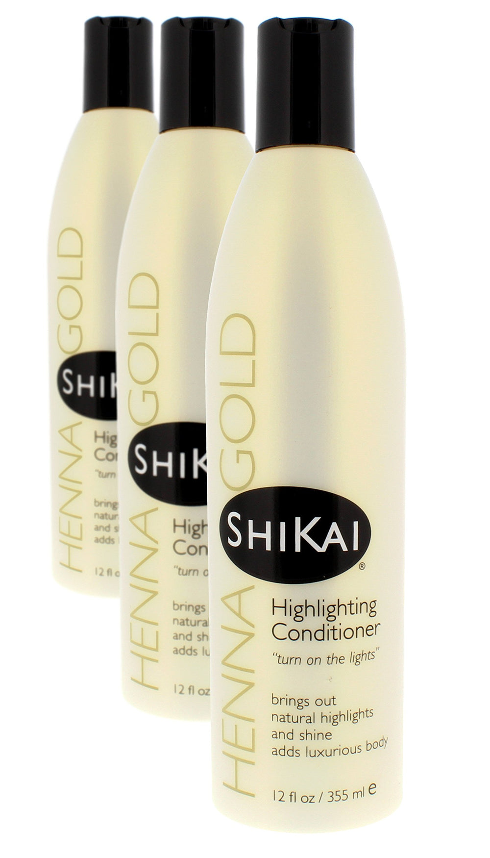 ShiKai Henna Gold Highlighting Conditioner bottle for natural shine and color-treated hair.