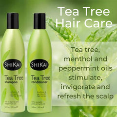 ShiKai Tea Tree Conditioner peppermint-tingle bottle delivers a refreshing scalp experience.