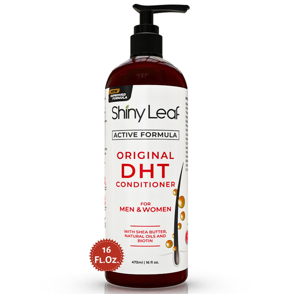 Shiny Leaf DHT Blocker Conditioner bottle with rosemary oil for scalp health