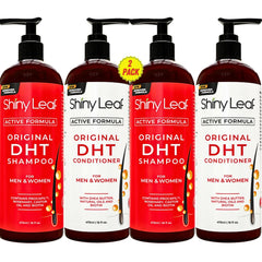 Shiny Leaf DHT Blocker Shampoo bottle showing gentle scalp care.