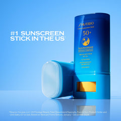 Close up texture of Shiseido Clear Sunscreen Stick SPF 50+.