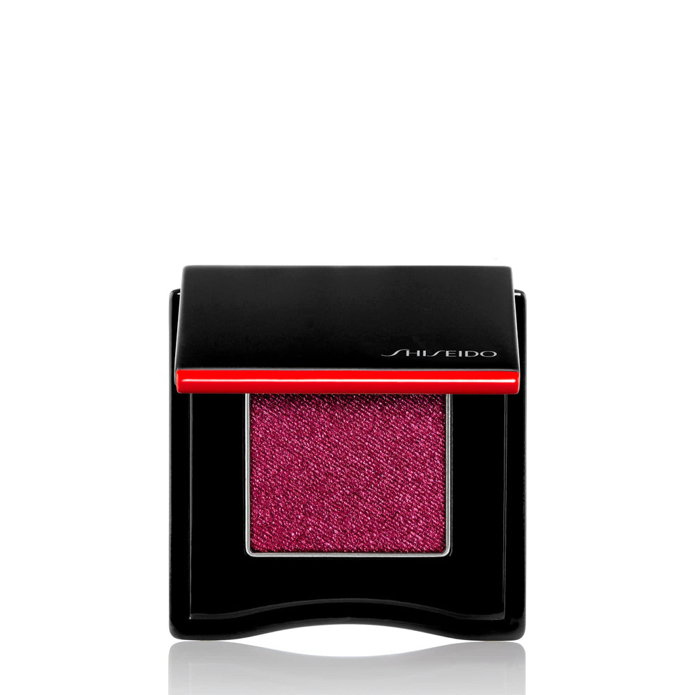 Shiseido POP PowderGel Eye Shadow Doki-Doki Red 18 swatch on lid for rich, even color.