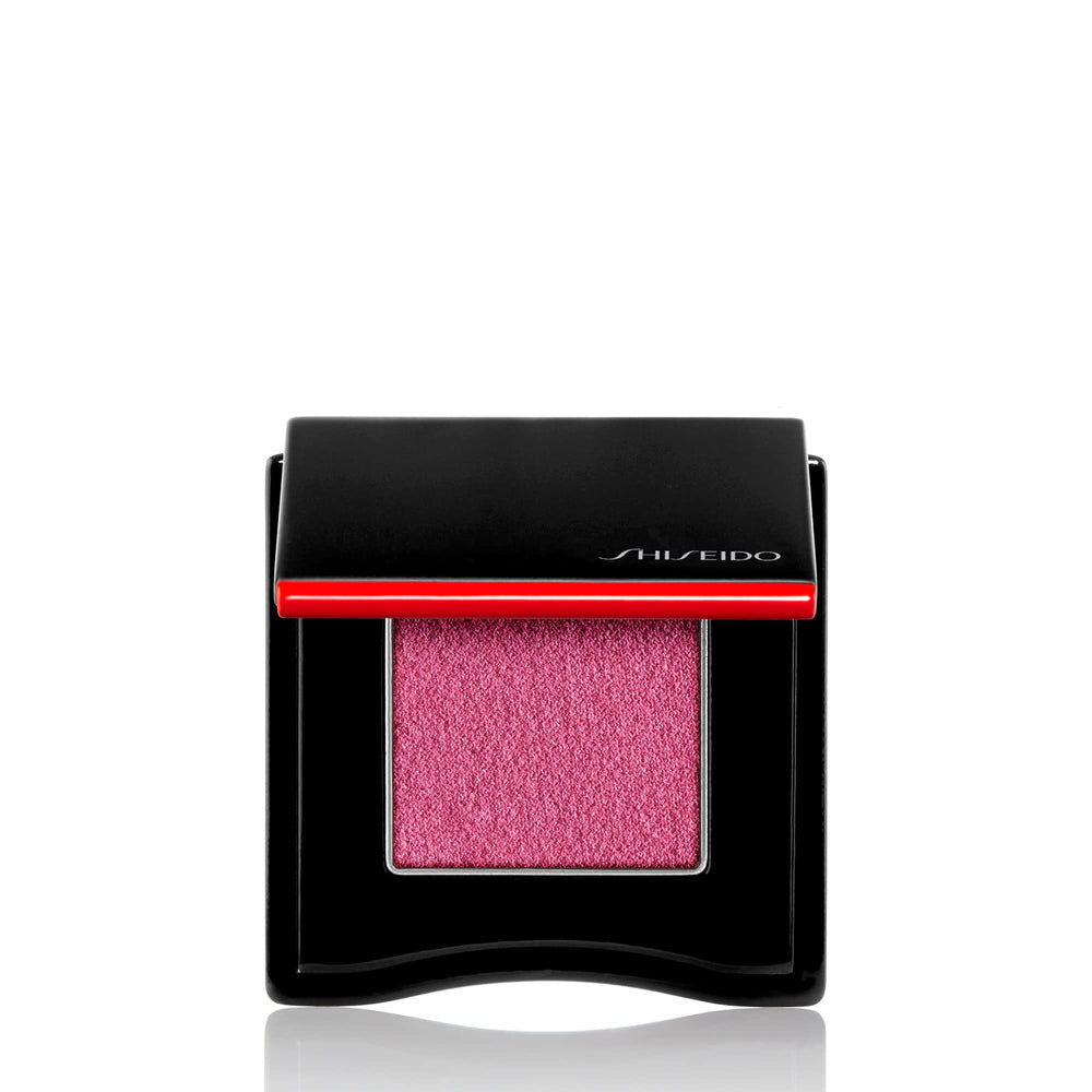 Shiseido POP PowderGel Eye Shadow Waku-Waku Pink swatch with vivid payoff and smooth application.