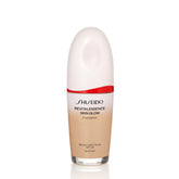 Shiseido RevitalEssence Skin Glow Foundation bottle with SPF 30 for luminous, even glow.