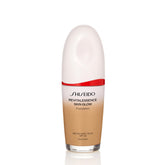 Shiseido RevitalEssence Skin Glow Foundation Maple bottle with pump for easy application and hydration.