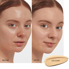 Pump dispense demonstrates controlled, even application of Shiseido Synchro Skin