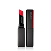 Shiseido VisionAiry Gel Lipstick Firecracker 219 swatch shows bold, weightless color.