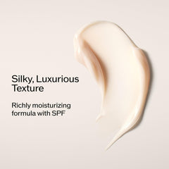 Shiseido Vital Perfection day cream applied on cheek shows lifting effect