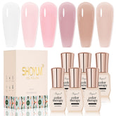 SHOYUM Jelly Gel polishes swatches show six versatile neutral colors