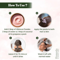 Face care with hibiscus powder and rose water for gentle daily rituals.