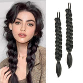Shufang two-pack 16-inch black braided ponytail extension for versatile styling.
