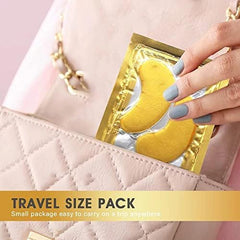 SHUIKU 24K Gold Under Eye Patches in resealable pack for on-the-go skincare.