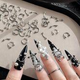 SHUXILIN 80pcs piercing nail charms set for versatile DIY manicures