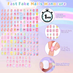Shynek Kids Press On Nails application scene demonstrates quick, kid-friendly use.