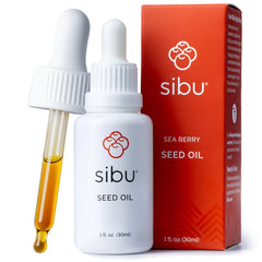 Sibu Sea Buckthorn Seed Oil bottle highlights its pure, hydrating formula.