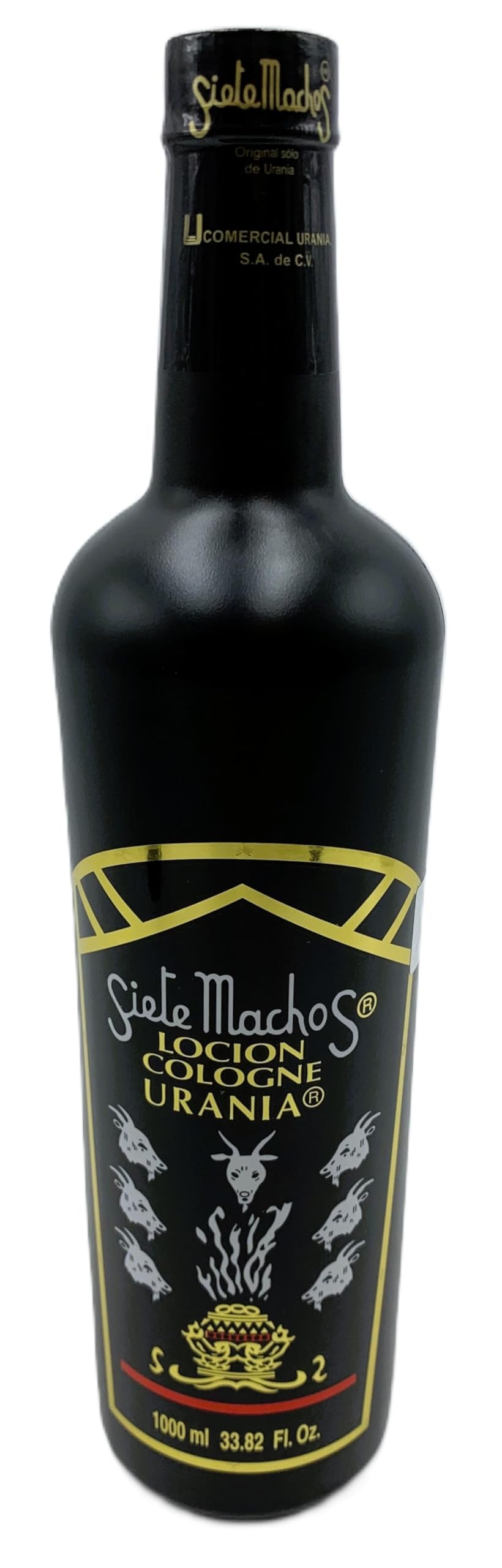 Siete Machos URANIA original cologne bottle, premium display for daily wear.