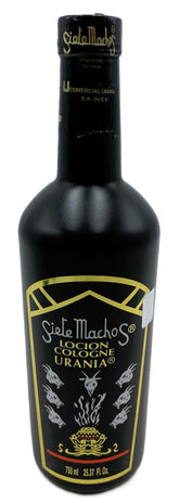 Siete Machos URANIA Original Cologne bottle on a wooden surface, ideal for daily wear.