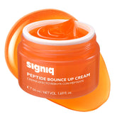 Signiq Peptide Bounce Up Cream jar showing glossy texture for instant hydration