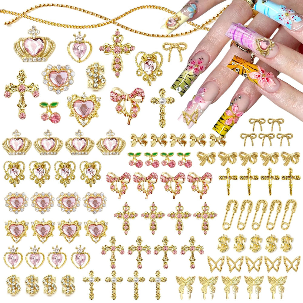 SilkRoselw pink heart nail charm adds romantic sparkle for DIY nails.