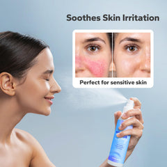 SilkySecret face cleansing mist application demonstrates gentle cleansing for sensitive skin