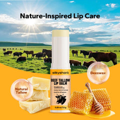 SilkyShark unscented lip balm packaging shown for sensitive lips.