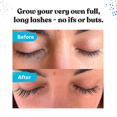 Close-up of the applicator brush applying serum to lashes for precise, comfortable daily care.