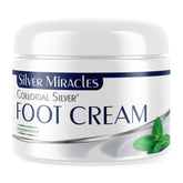Silver Miracles peppermint foot cream jar showing soothing hydration and refreshing scent