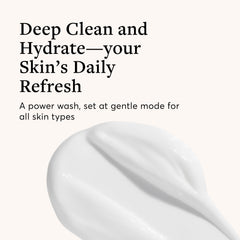 Silver Mirror Everyday Cream Cleanser pump dispensing during cleansing