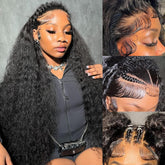 Simeider deep wave 30-inch lace front wig for versatile daily looks.