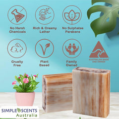 Simple Scents Australia Patchouli soap bar packaging ready for gifting