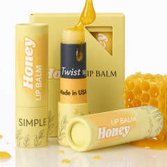 Simple Sophistication Natural Honey Lip Balm jar close-up showing rich hydration