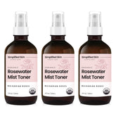 Simplified Skin Rose Water Spray bottle for refreshing face and hair hydration.