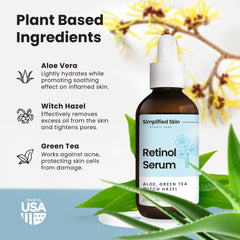 Simplified Skin serum texture close-up shows lightweight, fast-absorbing formula.