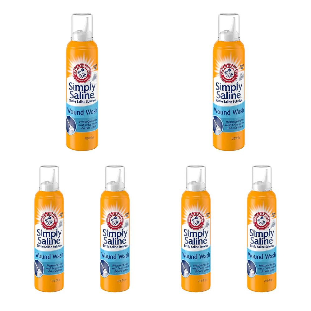 Simply Saline Wound Wash can demonstrating the pressurized spray for easy wound cleansing