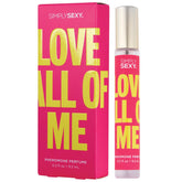 SIMPLY SEXY Affirmations Love All of Me bottle top view, sleek design for daily confidence.