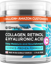 SimplyVital anti-aging face moisturizer bottle for daily hydration and firming benefits.
