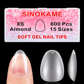 SINOKAME extra-short almond nail tips ready to use for a natural-looking extension.