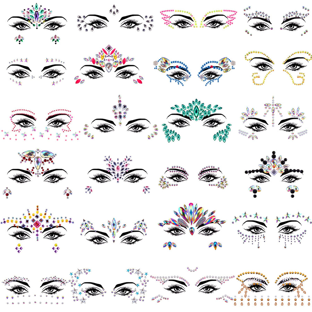 SIQUK mermaid face jewels collection 24 sets for vibrant festival looks