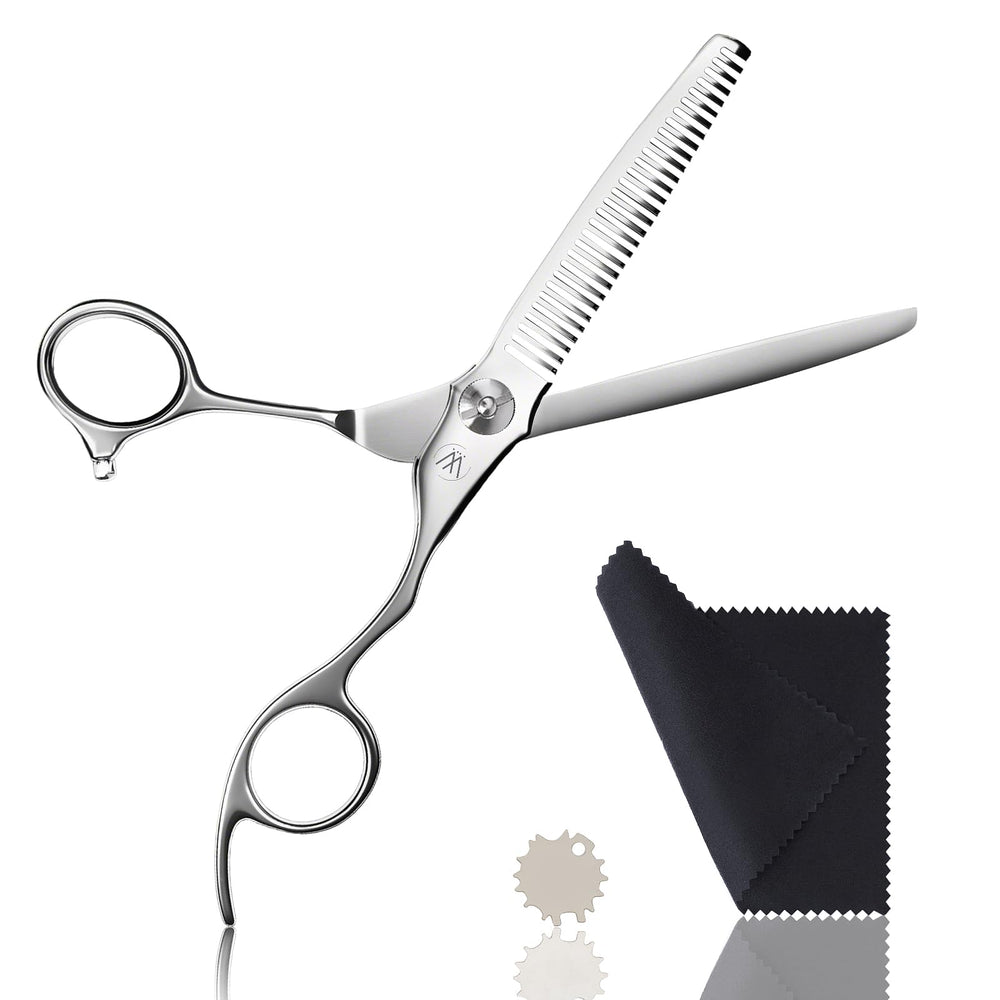 Sirabe thinning shears sword-shaped design close-up for precise texture