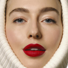 Close-up of velvety finish and rich pigment for smooth lips.