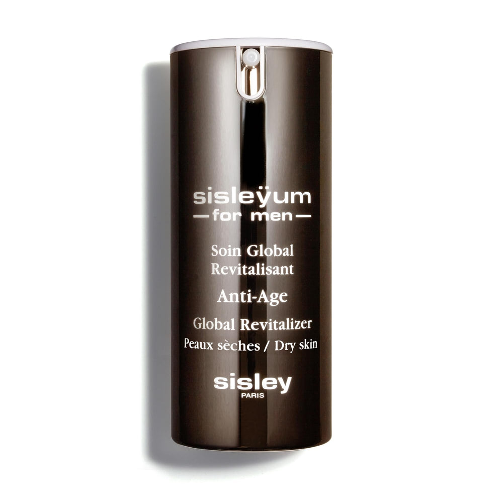 Sisley Paris Sisleyum for Men bottle highlights premium anti-aging moisturizer for dry skin.