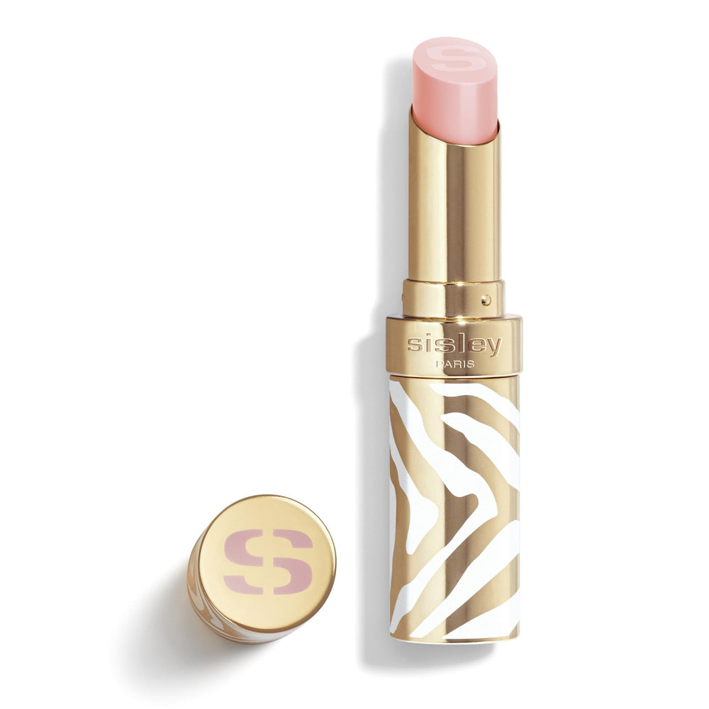 Sisley Paris Phyto-Lip Balm Pink Glow tube swatch with buildable color