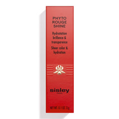 Close-up of Sisley Phyto-Rouge Shine lips with glossy finish and nourished-looking texture.