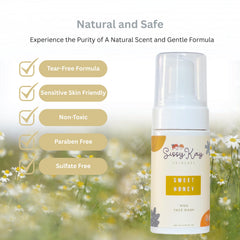 Sissy Kay honey cleanser bottle with kid-friendly formula and honey aroma.