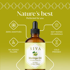SIVA Moringa oil close-up of raw seeds for natural cold-pressed quality.