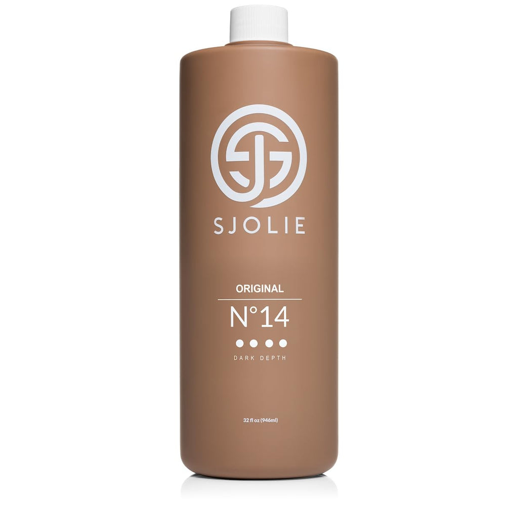 SJOLIE Sunless No.14 bottle pour showing even, bronze-ready formula