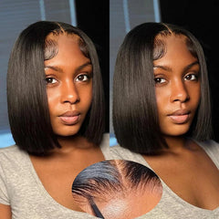 SJXAL short bob wig front view shows natural straight hair for daily wear.