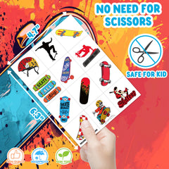 96PCS skateboard tattoos—pre-cut designs simplify sharing and distribution.