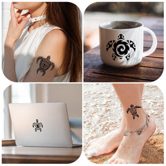 Skedimu turtle tattoo sheet 2 offers striking black designs for versatile body art.